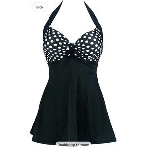 NWT $40 SZ 8 M COCOSHIP Vintage Sailor Pin Up Swim DRESS  Retro 1 PC POLKA‎ DOTS